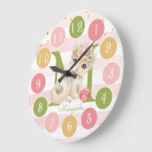 かわいい子猫のイラスト 赤ちゃん女の子の部屋の装飾 ラージ壁時計 (傾斜)