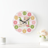 かわいい子猫のイラスト 赤ちゃん女の子の部屋の装飾 ラージ壁時計 (ホーム)