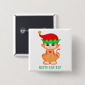 かわいい子猫のエルフ クリスマス 缶バッジ (正面&裏面)
