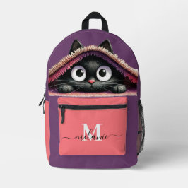 かわいい子猫のカスタムモノグラムスクリプトネーム プリントバックパック