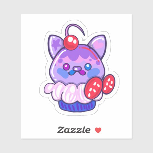 かわいい子猫のカップケーキステッカー シール (シート)