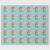 かわいい子猫のカップケーキ ラッピングペーパー (フラット)
