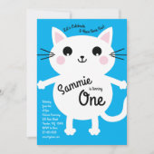 かわいい子猫のカラフルな1歳の誕生日招待状 招待状 (正面)