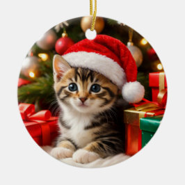 かわいい子猫のクリスマスオーナメント セラミックオーナメント