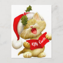 かわいい子猫のクリスマスキャロル・ポストカード