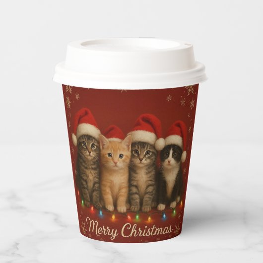 かわいい子猫のクリスマスマグカップ 紙コップ (正面)
