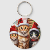 かわいい子猫のクリスマス キーホルダー (正面)