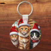 かわいい子猫のクリスマス キーホルダー (正面)