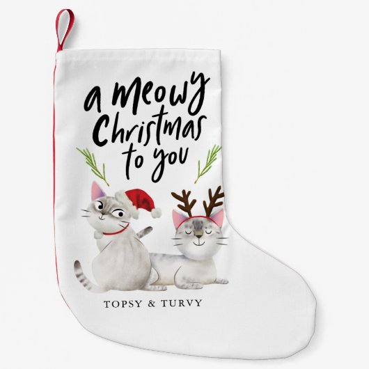 かわいい子猫のクリスマス スモールクリスマスストッキング (正面)