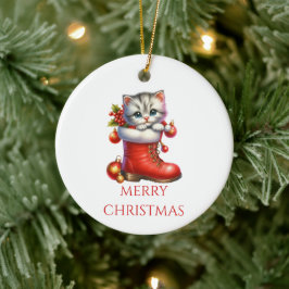 かわいい子猫のクリスマス セラミックオーナメント