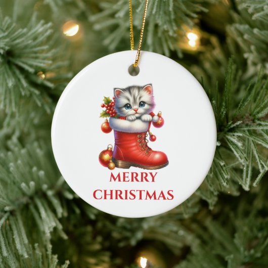 かわいい子猫のクリスマス セラミックオーナメント (ツリー)