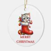 かわいい子猫のクリスマス セラミックオーナメント (左)
