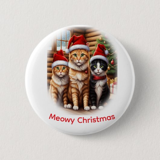 かわいい子猫のクリスマス 缶バッジ (正面)