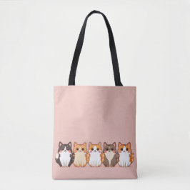 かわいい子猫のクルー ギャルピー ピーチピンクの猫ママ トートバッグ