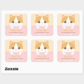 かわいい子猫のサンクスギューバースデーパーティーステッカー スクエアシール (シート)
