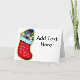 かわいい子猫のストッキングクリスマスカード シーズンカード