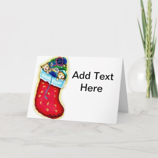 かわいい子猫のストッキングクリスマスカード シーズンカード (正面)