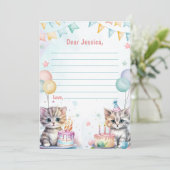 かわいい子猫のタイムカプセルメモカード 招待状 (スタンド正面)