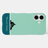 かわいい子猫のデザインが施された緑のiPhoneケース Case-Mate iPhoneケース (裏面 (横))