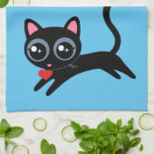 かわいい子猫のハート盗人ガールフレンドへの贈り物 キッチンタオル (折り畳み)