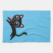 かわいい子猫のハート盗人ガールフレンドへの贈り物 キッチンタオル (横)
