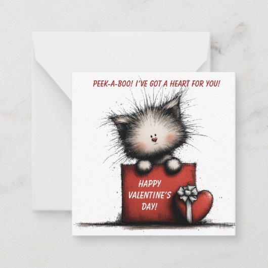 かわいい子猫のバレンタインカード ノートカード (正面)