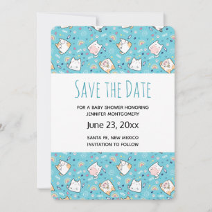 かわいい子猫のパターンがおしゃれなSave the Date セーブザデート