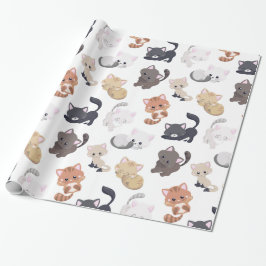 かわいい子猫のプリント ラッピングペーパー