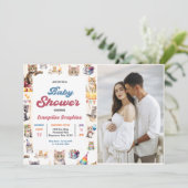 かわいい子猫のベビーシャワーパーティーの写真 招待状 (スタンド正面)