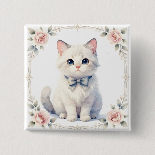 かわいい子猫のボタン 缶バッジ (正面)