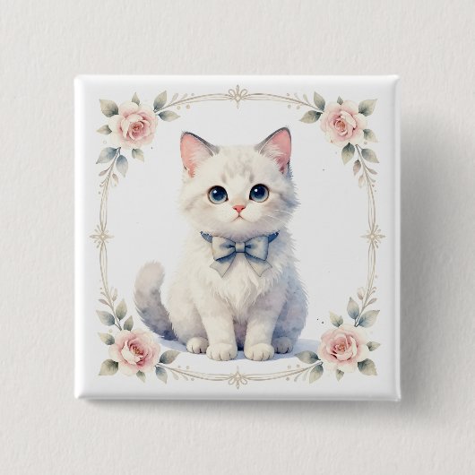かわいい子猫のボタン 缶バッジ (正面)