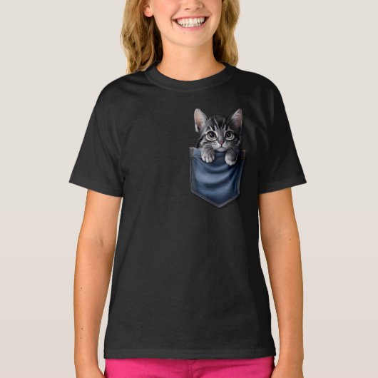 かわいい子猫のポケット Tシャツ (正面)