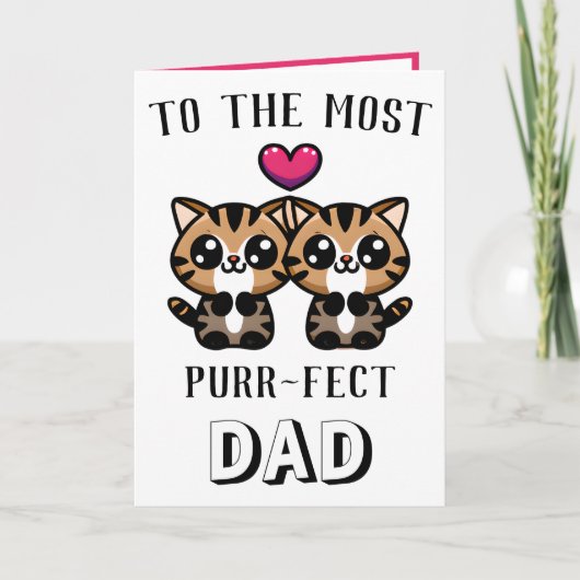 かわいい子猫のユーモアあふれるパパへの誕生日メッセージ サンキューカード (正面)