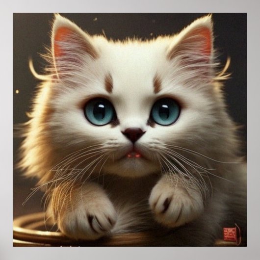 かわいい子猫のライトブラウンストライプポスター ポスター (正面)