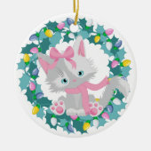 かわいい子猫のリース セラミックオーナメント (正面)