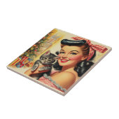 かわいい子猫のヴィンテージピン留め タイル (側面)