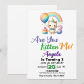 かわいい子猫の三つ目の誕生日パーティー 招待状 (正面/裏面)