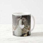 かわいい子猫の三枚写真ハートの名前ペット コーヒーマグカップ (正面右)