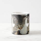 かわいい子猫の三枚写真ハートの名前ペット コーヒーマグカップ (中央)