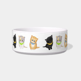 かわいい子猫の中型の陶器のペットボウル 名前入れ ボウル