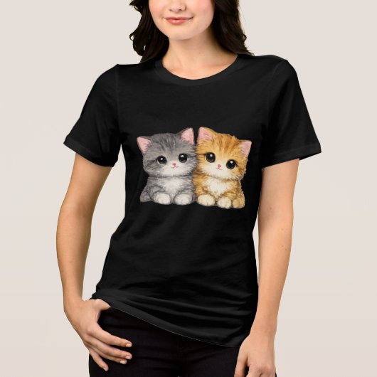 かわいい子猫の二人組 トライブレンドTシャツ (正面)