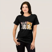 かわいい子猫の二人組 トライブレンドTシャツ (正面全面)