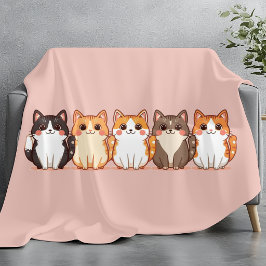 かわいい子猫の仲間たち | もこもこピーチピンクのネコママ フリースブランケット