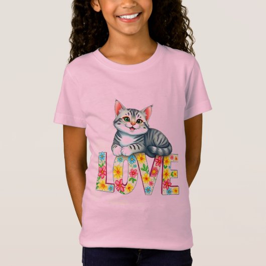 🐱 かわいい子猫の休息 愛らしい猫のデザイン Tシャツ (正面)