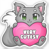 かわいい子猫の保持ハート、非常に可愛いステッカー。 シール (正面)