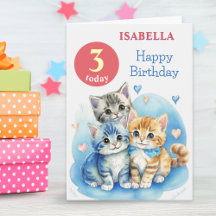 かわいい子猫の名前と年齢が入る子供の誕生日プレゼント