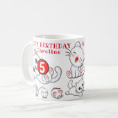 かわいい子猫の名前と年齢キッズ誕生日 コーヒーマグカップ (正面左)