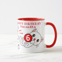 かわいい子猫の名前と年齢キッズ誕生日 マグカップ