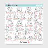 かわいい子猫の名前をカスタムするラベル |学校 シール (シート)