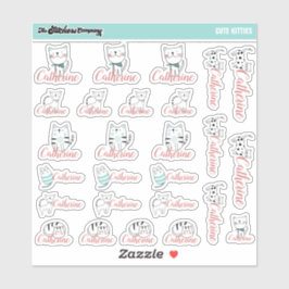 かわいい子猫の名前をカスタムするラベル |学校 シール